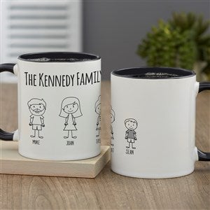 Stick Figure Family Personalized Coffee Mug 11oz.- Black - 43171-B