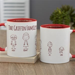 Stick Figure Family Personalized Coffee Mug 11oz.- Red - 43171-R