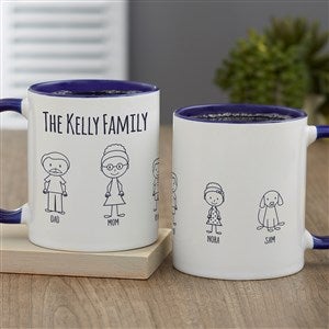 Stick Figure Family Personalized Coffee Mug 11oz.- Blue - 43171-BL