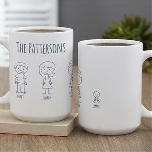 Stick Figure Family Personalized Coffee Mug 15oz. - White - 43171-L