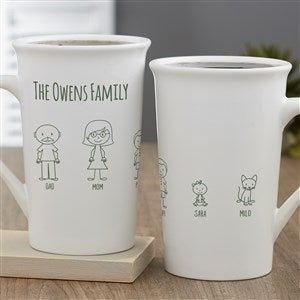 Stick Figure Family Personalized Latte Mug 16oz. - White - 43171-U