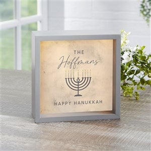 Love and Light Personalized Hanukkah Grey LED Light Shadow Box- 6quot;x 6quot; - 43180-G-6x6