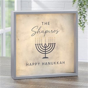 Love and Light Personalized Hanukkah Grey LED Light Shadow Box- 10quot;x10quot; - 43180-G-10x10