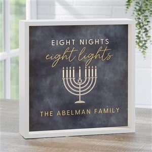 Love and Light Personalized Hanukkah Ivory LED Light Shadow Box- 10quot;x10quot; - 43180-I-10x10
