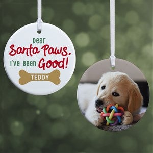 Santa Paws Personalized Ornament- 2.85quot; Glossy - 2 Sided - 43208-2S