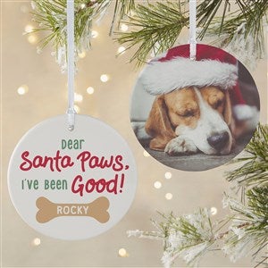 Santa Paws Personalized Ornament-3.75quot; Matte - 2 Sided - 43208-2L