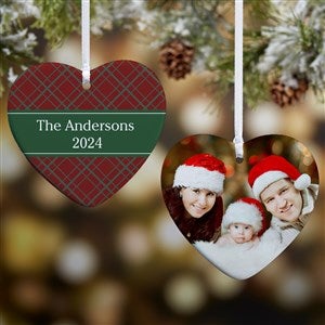 Christmas Custom Pattern Personalized Heart Ornament- 3.25quot; Glossy - 2 Sided - 43211-2
