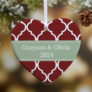Christmas Custom Pattern Personalized Heart Ornament- 3.25quot; Glossy - 1 Sided - 43211-1