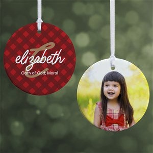 Name Meaning Plaid Personalized Photo Ornament- 2.85 Glossy - 2 Sided - 43213-2S