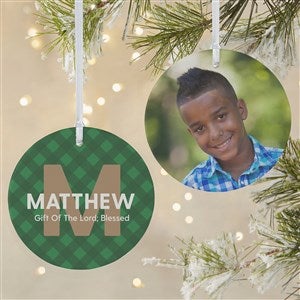 Name Meaning Plaid Personalized Photo Ornament-3.75 Matte - 2 Sided - 43213-2L