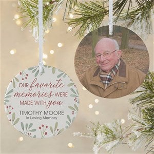 Floral Memorial Photo Personalized Ornament- 3.75quot; Matte - 2 Sided - 43220-2L