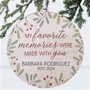 Floral Memorial Photo Personalized Ornament- 3.75quot; Wood - 1 Sided - 43220-1W