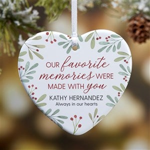 Floral Memorial Photo Personalized Heart Ornament- 3.25quot; Glossy - 1 Sided - 43221-1