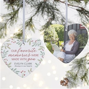 Floral Memorial Photo Personalized Heart Ornament- 4 Matte - 2 Sided - 43221-2L