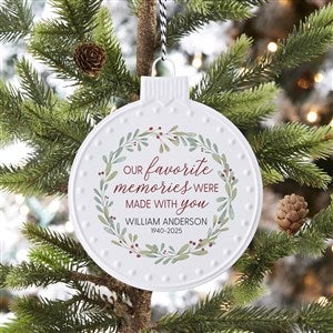 Floral Memorial Personalized White Enamel Ornament - 43222