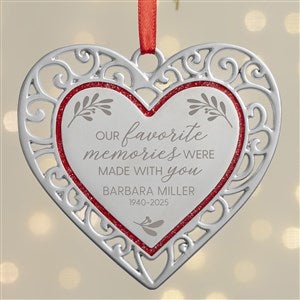 Floral Memorial Personalized Winged Heart Premium Metal Ornament - 43223