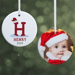 Initially Santa Personalized Ornament- 2.85quot; Glossy - 2 Sided - 43225-2S