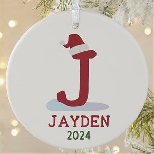 Initially Santa Personalized Ornament- 3.75quot; Matte - 1 Sided - 43225-1L