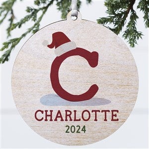 Initially Santa Personalized Ornament- 3.75quot; Wood - 1 Sided - 43225-1W