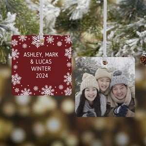 Snowflake Personalized Square Photo Ornament- 2.75quot; Metal - 2 Sided - 43228-2M