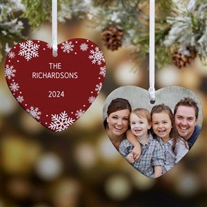 Snowflake Personalized Photo Heart Ornament- 3.25quot; Glossy - 2 Sided - 43229-2