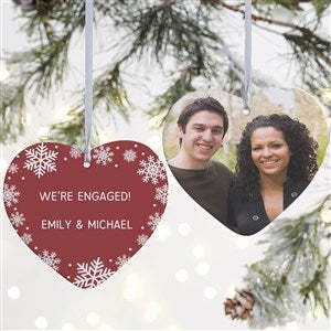 Snowflake Personalized Photo Heart Ornament- 4" Matte - 2 Sided - 43229-2L