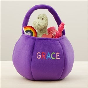 Rainbow Name Embroidered Plush Treat Bag-Purple - 43282-PU