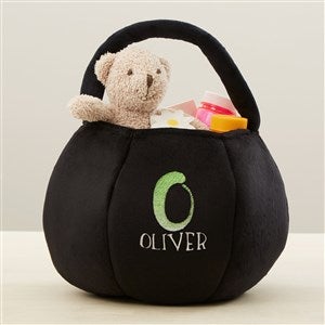 Ombre Initial Embroidered Plush Treat Bag-Black - 43283-B