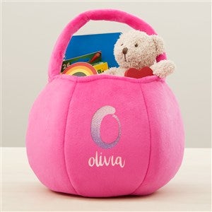 Ombre Initial Embroidered Plush Treat Bag - Pink - 43283-P
