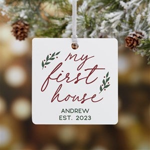 Our First Home Personalized Metal Photo Christmas Ornament - Square - 43303-1M