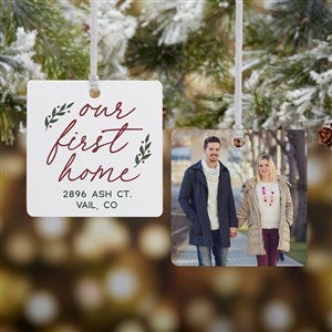 Our First Home Personalized Square Photo Ornament- 2.75 Metal - 2 Sided - 43303-2M