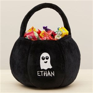 Halloween Characters Embroidered Plush Halloween Treat Bag-Black - 43324-B