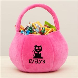 Halloween Characters Embroidered Plush Halloween Treat Bag-Pink - 43324-P
