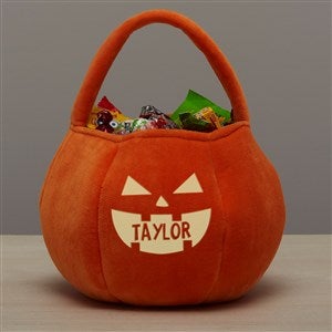 Glow-In-The-Dark Jack-o-Lantern Personalized Plush Halloween Treat Bag-Orange - 43326-O