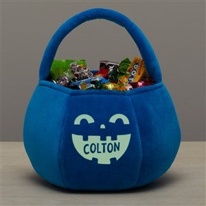 Glow-In-The-Dark Jack-o-Lantern Personalized Plush Halloween Treat Bag-Blue - 43326-BU