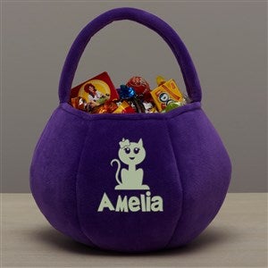 Glow-In-The-Dark Halloween Characters Personalized Plush Treat Bag-Purple - 43334-PU
