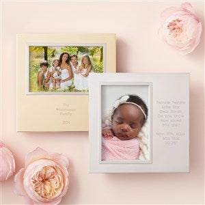 Engraved New Baby Silver Uptown 4x6 Picture Frame- Horizontal/Landscape