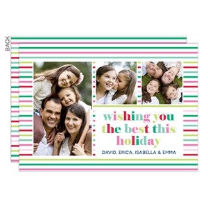 Striped Greetings Personalized Photo Holiday Card- Signature - 43440-S
