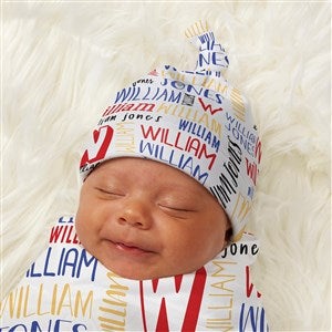 Bright Name For Him Personalized Baby Top Knot Hat - 43698