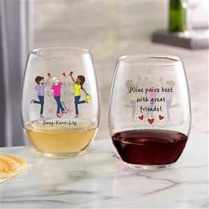Cheers to Friendship philoSophies® Personalized Stemless Wine Glass-3 Friends - 43715-S3