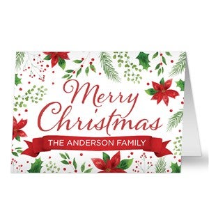 Christmas Poinsettia Personalized Greeting Card - 43751