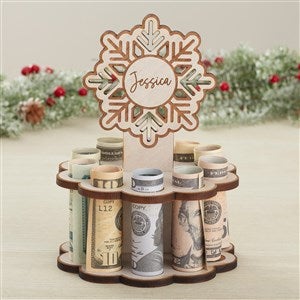 Snowflake Personalized Wood Gift Money Holder - White - 43762-W