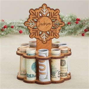 Snowflake Personalized Wood Gift Money Holder - Natural - 43762-N