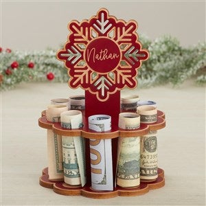 Snowflake Personalized Wood Gift Money Holder - Red - 43762-R