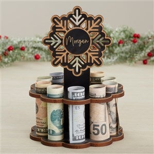 Snowflake Personalized Wood Gift Money Holder - Black - 43762-B