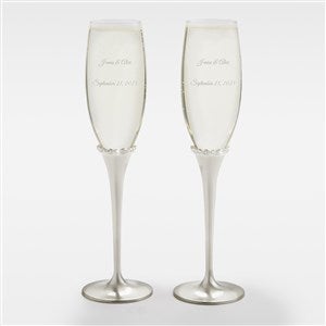 Personalize Wedding Princess Champagne Flute Set - Silver - 43990