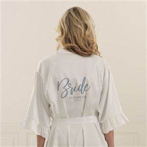 Classic Elegance Wedding Party Personalized Ruffle Satin Robe-White - 44052-W