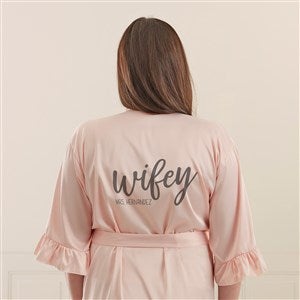 Wifey Personalized Ruffle Satin Robe-Blush - 44057-B