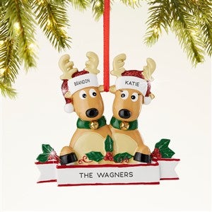 Reindeer Family Personalized Christmas Ornament - 2 names - 44064-2