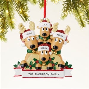 Reindeer Family Personalized Christmas Ornament - 4 names - 44064-4